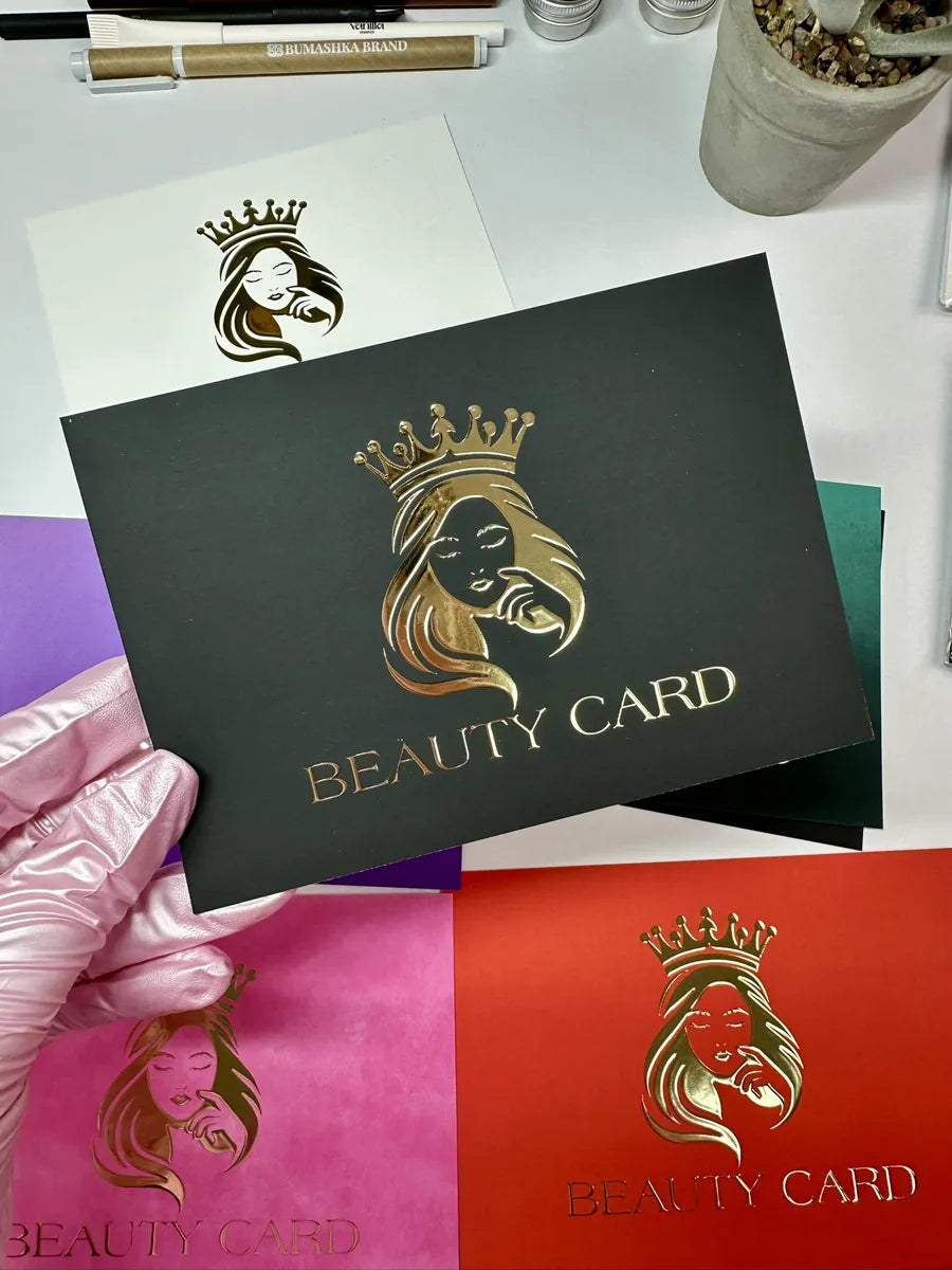 Набір сертифікати Beauty Card чорні з об'ємним золотом