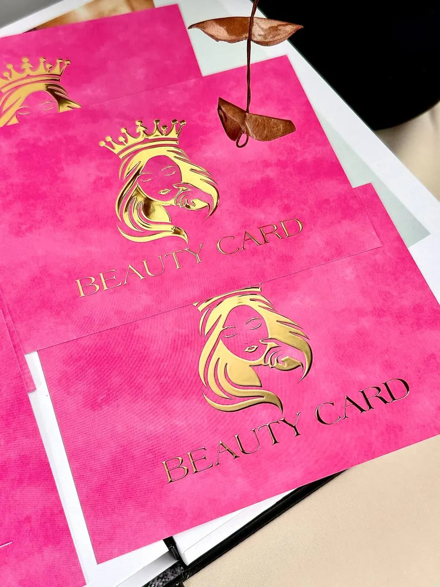 Набір сертифікати Beauty Card рожеві з об'ємним золотом
