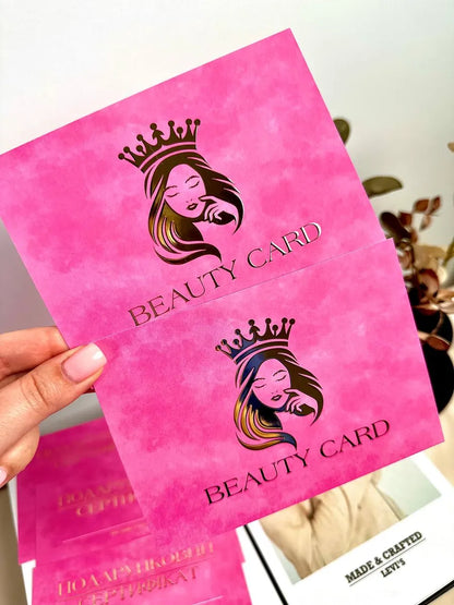 Набір сертифікати Beauty Card рожеві з об'ємним золотом